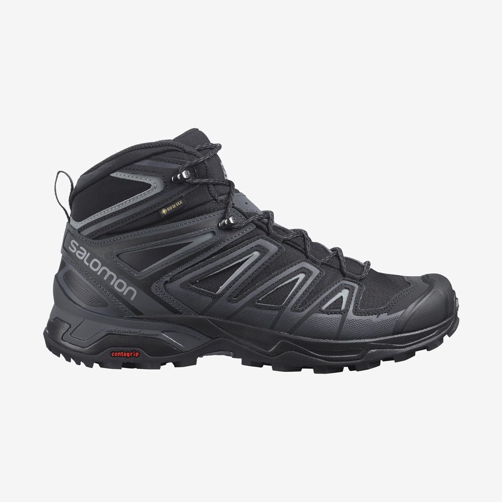 Salomon Singapore Mens Hiking Boots - X ULTRA 3 MID GORE-TEX Black | 54780-VBXO